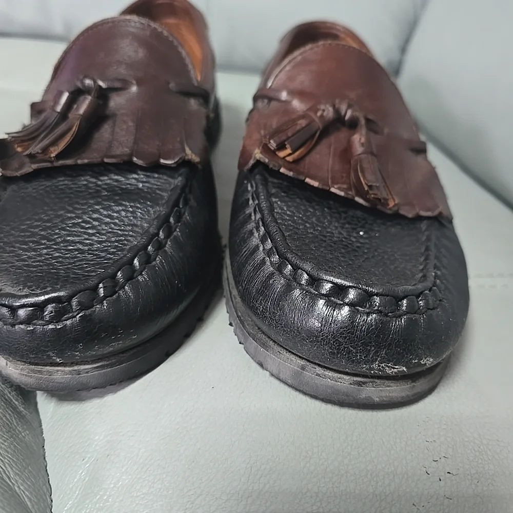 Allen Edmonds‎ Nashua Two-Tone Brown Black Tassel Loafers Shoes Men's US 11 B